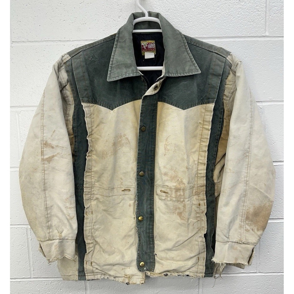 VTG Bee-Wild Western Canvas Work Jacket USA MADE / Men's Large THRASHED